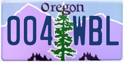 OR license plate 004WBL
