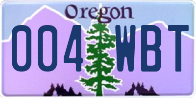 OR license plate 004WBT