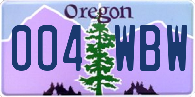 OR license plate 004WBW
