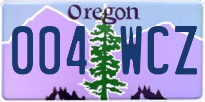 OR license plate 004WCZ