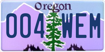 OR license plate 004WEM