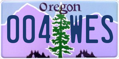 OR license plate 004WES