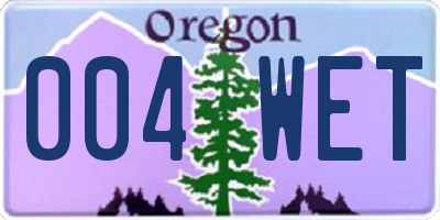 OR license plate 004WET