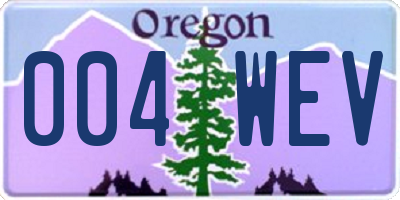 OR license plate 004WEV