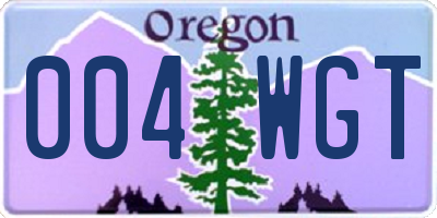 OR license plate 004WGT