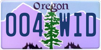 OR license plate 004WID