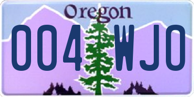 OR license plate 004WJO