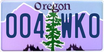 OR license plate 004WKO