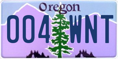 OR license plate 004WNT