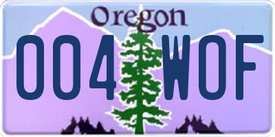 OR license plate 004WOF