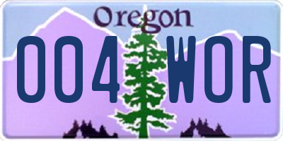 OR license plate 004WOR