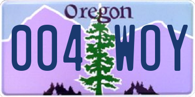 OR license plate 004WOY