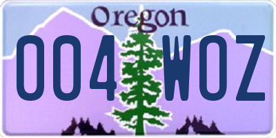 OR license plate 004WOZ