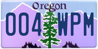 OR license plate 004WPM