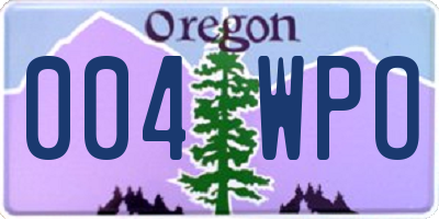 OR license plate 004WPO