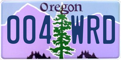 OR license plate 004WRD