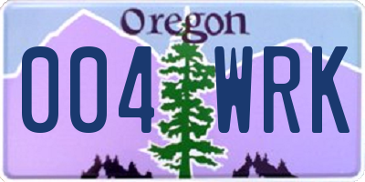 OR license plate 004WRK