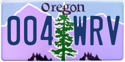OR license plate 004WRV