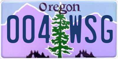 OR license plate 004WSG