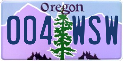 OR license plate 004WSW