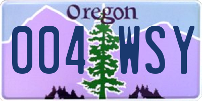 OR license plate 004WSY