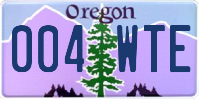 OR license plate 004WTE