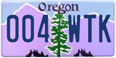 OR license plate 004WTK