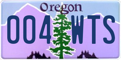OR license plate 004WTS