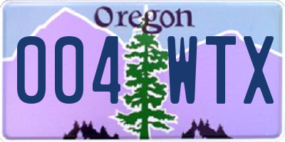 OR license plate 004WTX