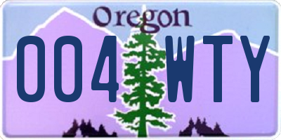 OR license plate 004WTY