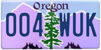 OR license plate 004WUK
