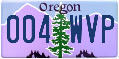 OR license plate 004WVP