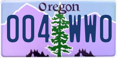 OR license plate 004WWO