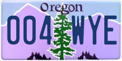 OR license plate 004WYE
