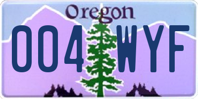 OR license plate 004WYF