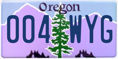 OR license plate 004WYG
