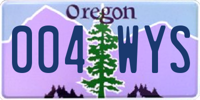 OR license plate 004WYS