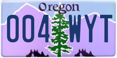 OR license plate 004WYT