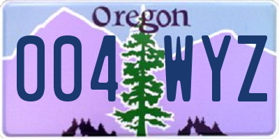 OR license plate 004WYZ