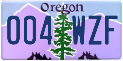 OR license plate 004WZF