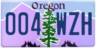 OR license plate 004WZH