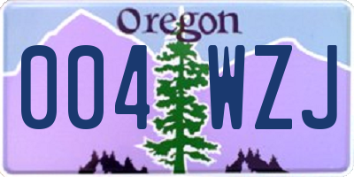 OR license plate 004WZJ