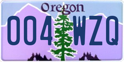 OR license plate 004WZQ