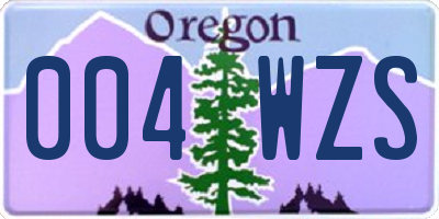 OR license plate 004WZS