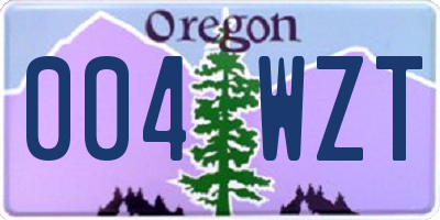 OR license plate 004WZT