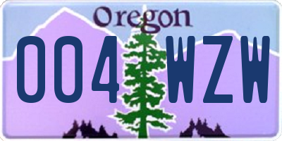 OR license plate 004WZW
