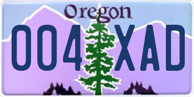 OR license plate 004XAD