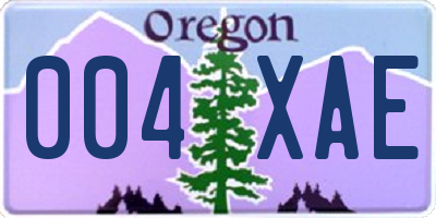 OR license plate 004XAE