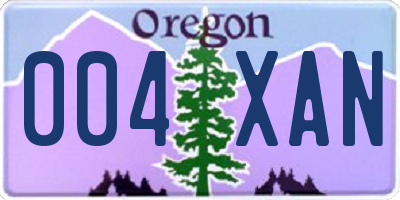 OR license plate 004XAN
