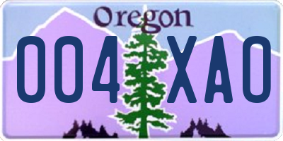 OR license plate 004XAO